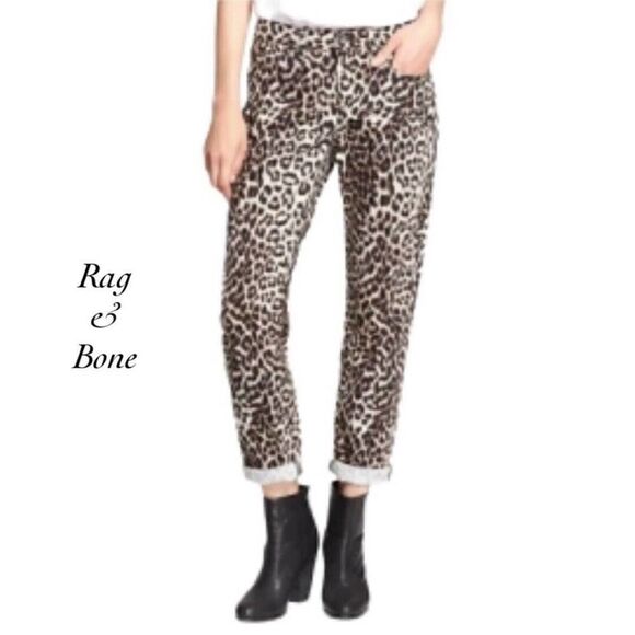 Rag & Bone Boyfriend Mid Rise Leopard Jeans Size 25 NWT - Picture 11 of 15
